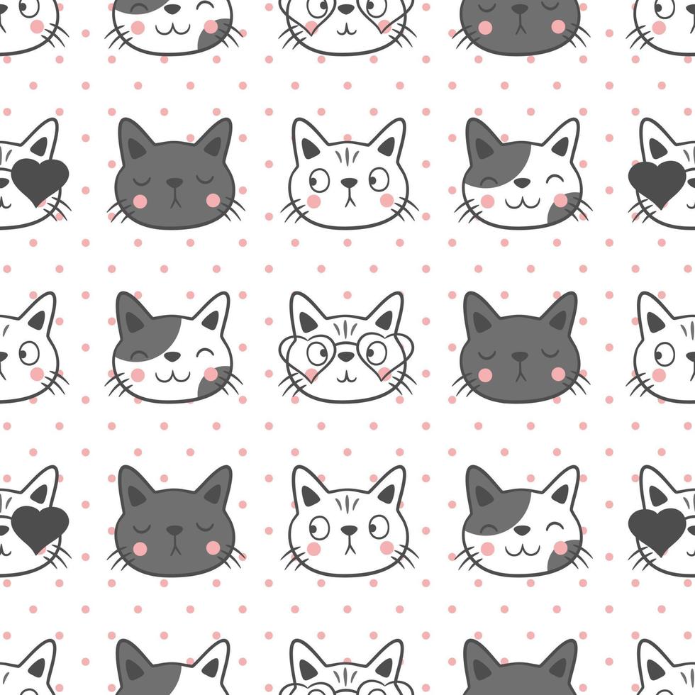 Cute cat seamless pattern background vector