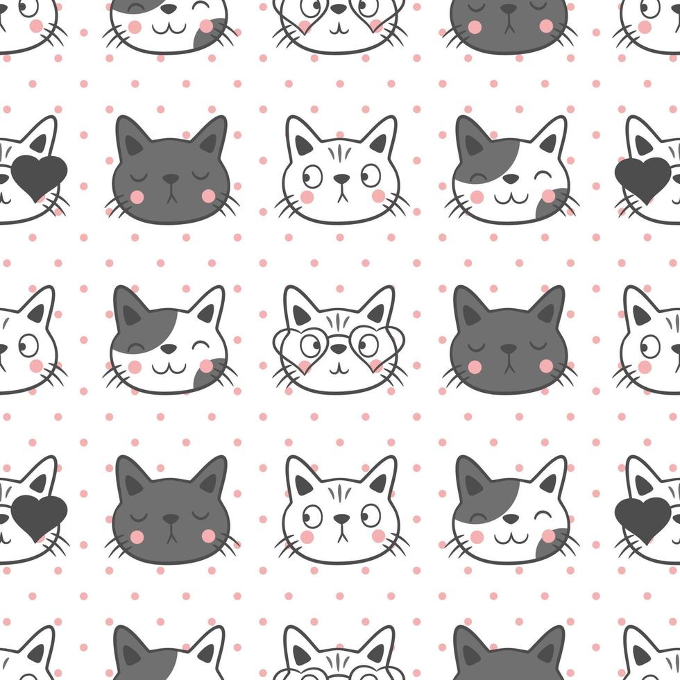 Cute cat seamless pattern background vector