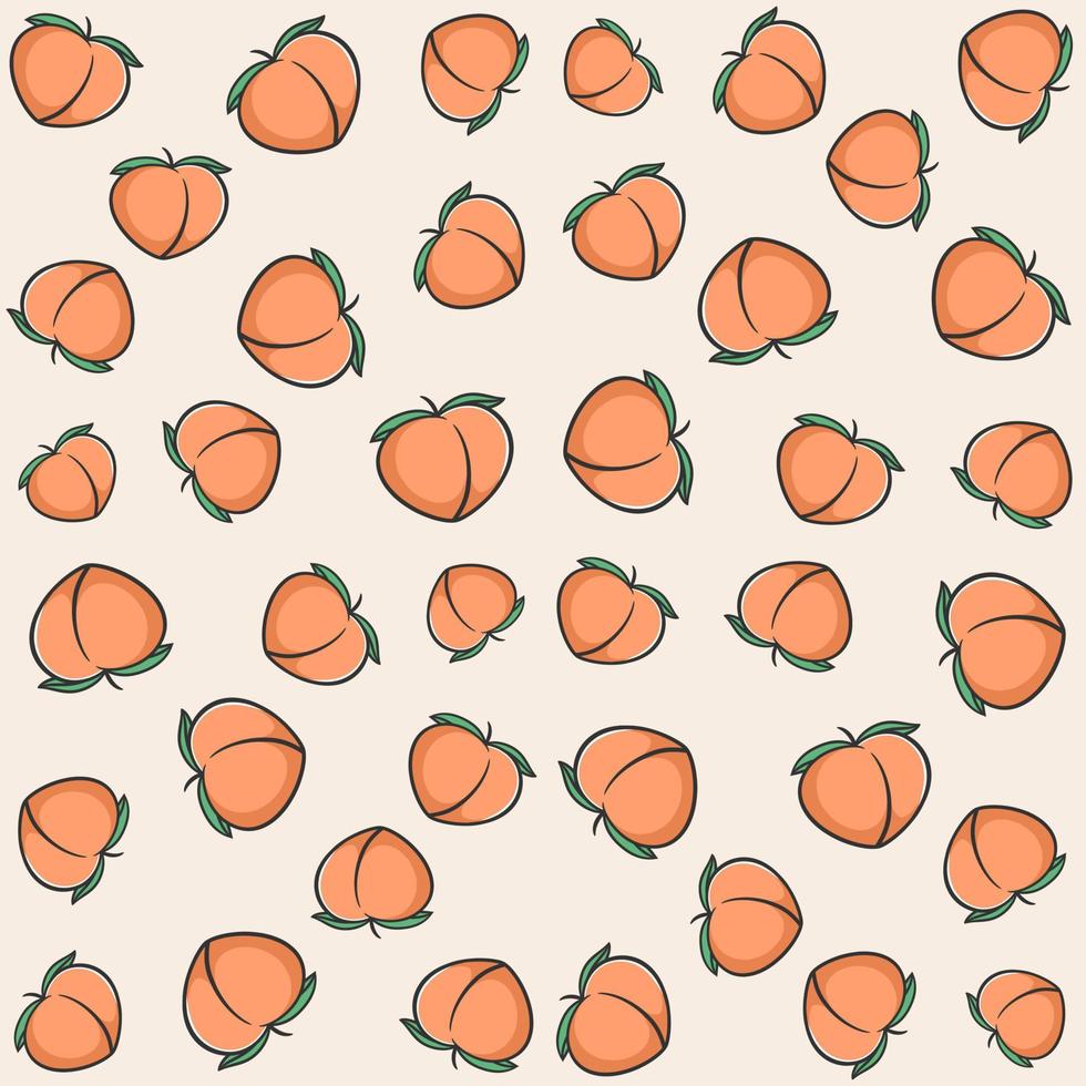 Peaches fruit vector seamless pattern