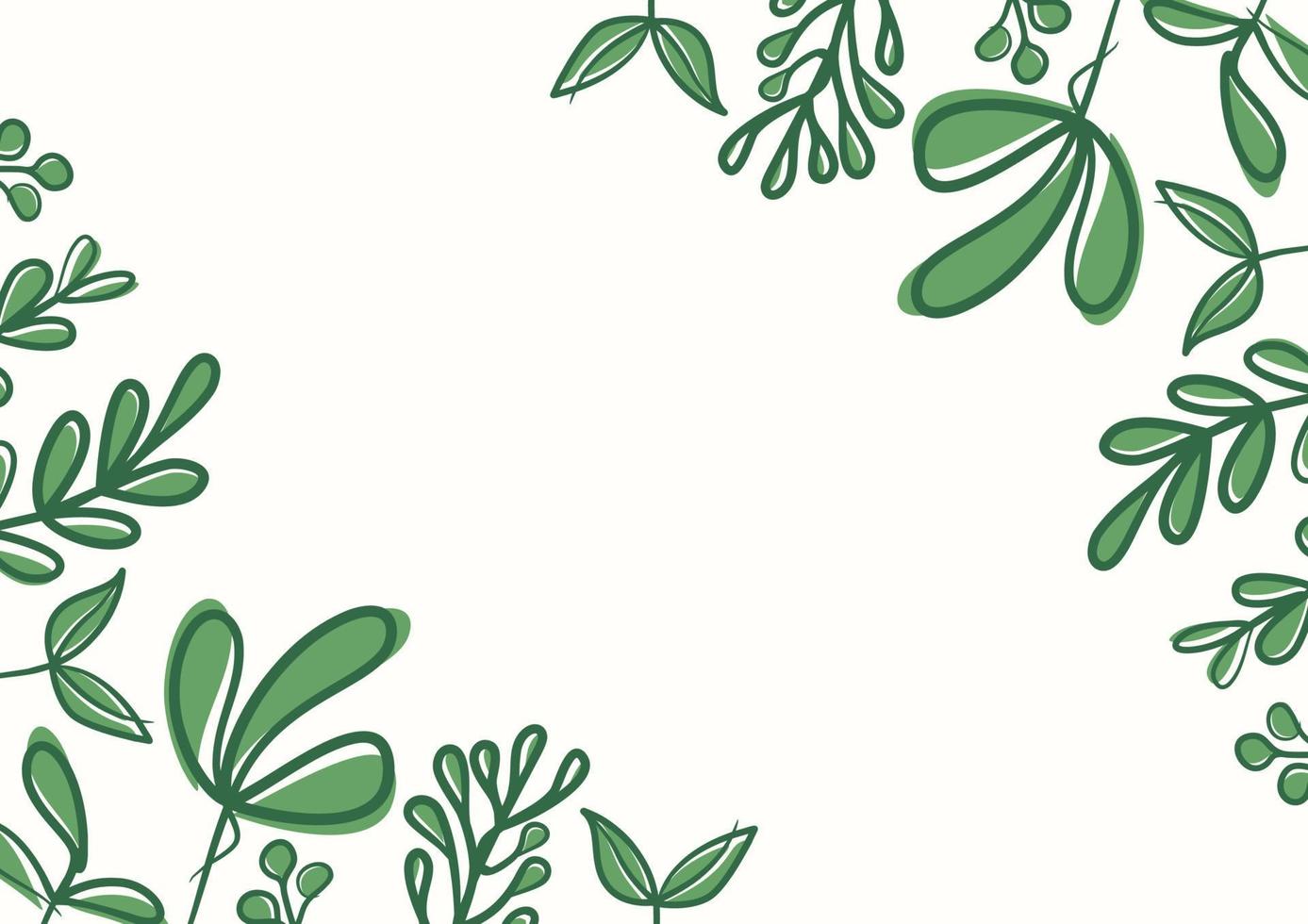 Botanical green floral leaves background with copy space for text vector