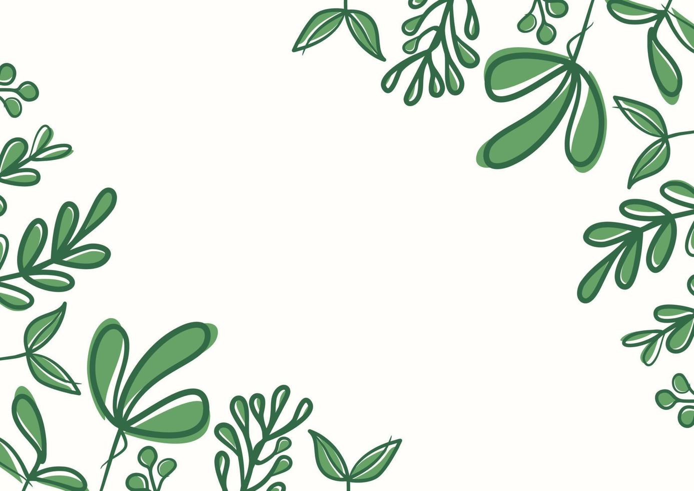 Botanical green floral leaves background with copy space for text vector