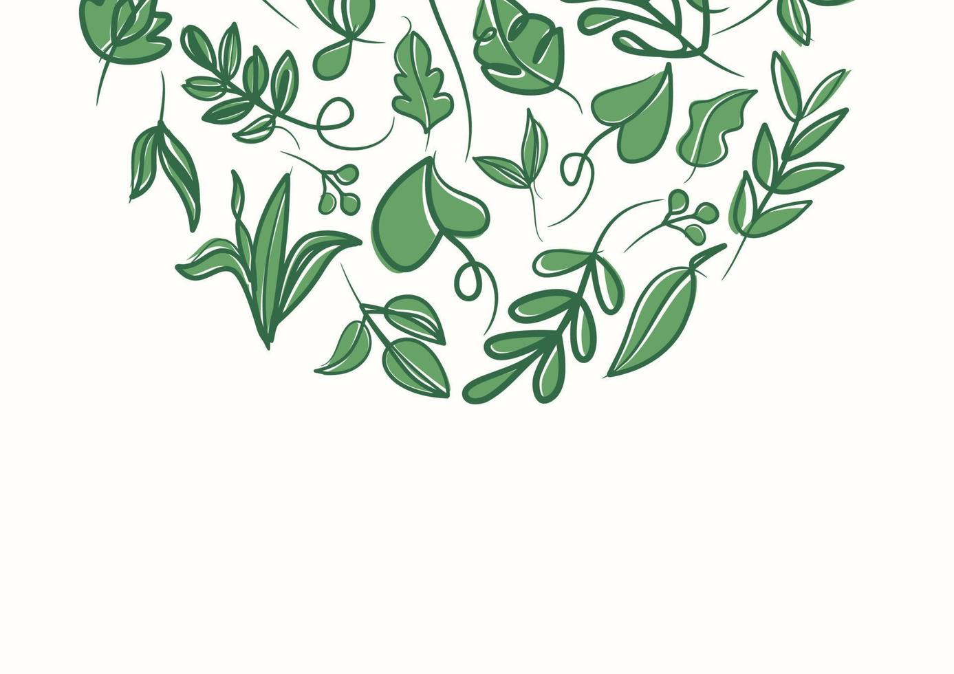 Botanical green floral leaves background with copy space for text vector