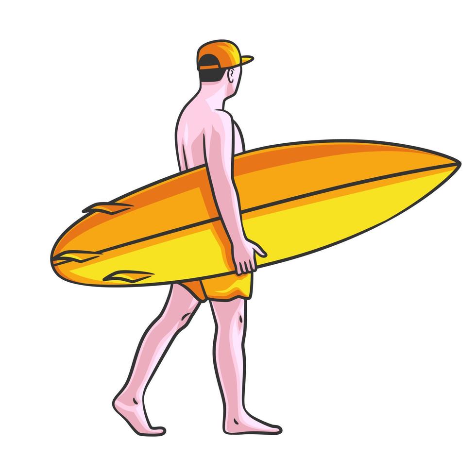hombre con ilustración de vector de tabla de surf