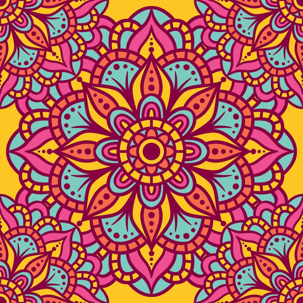 Mandala Round Ornament Seamless Pattern vector
