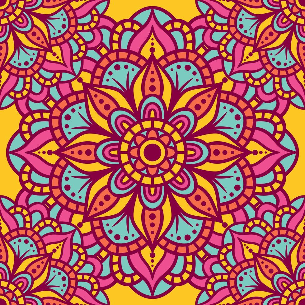 Mandala Round Ornament Seamless Pattern vector