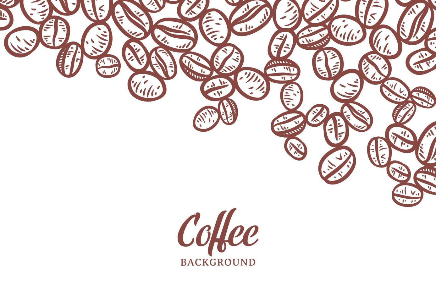 Hand drawn background with coffee beans vector