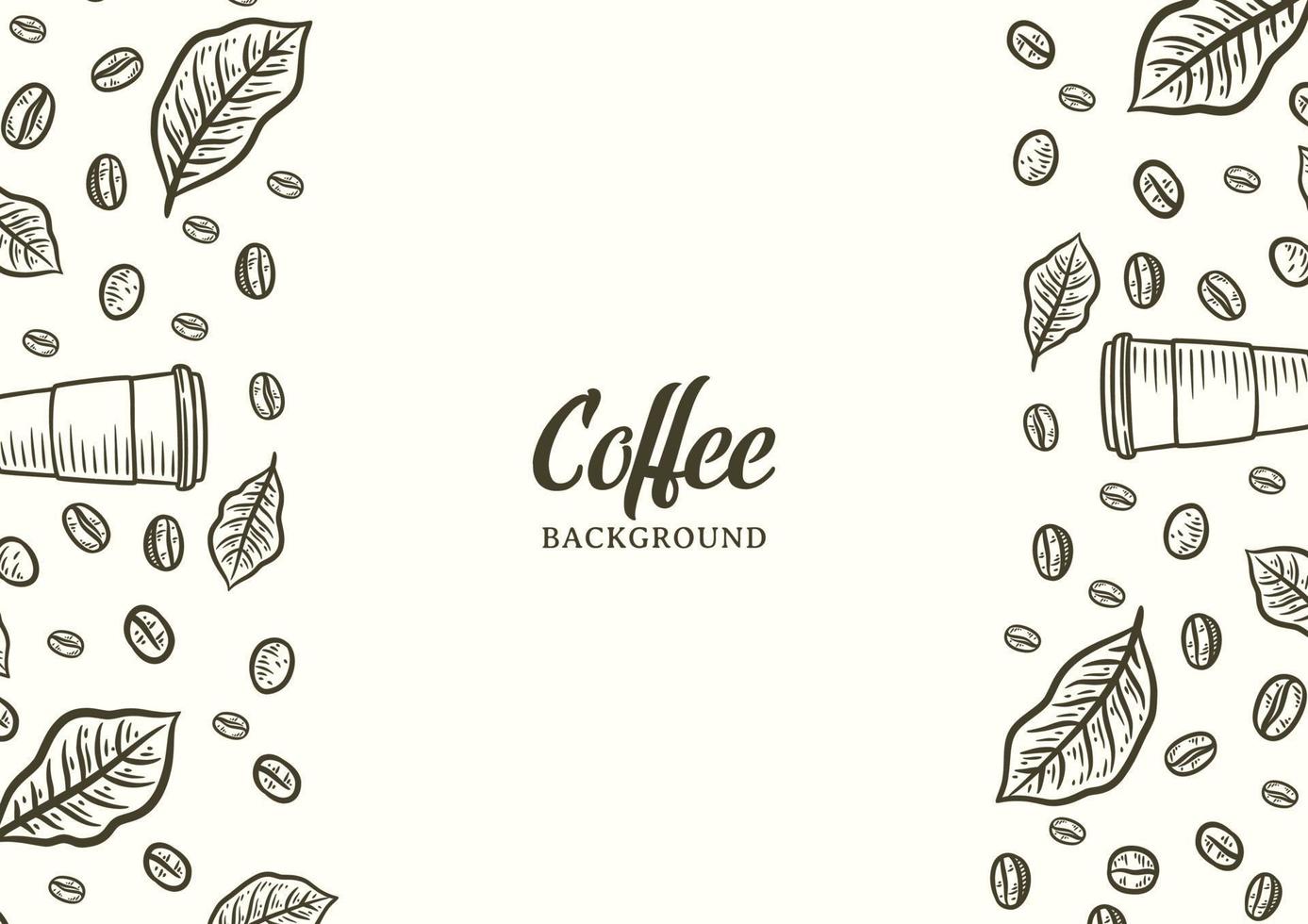 Hand drawn background with coffee beans vector