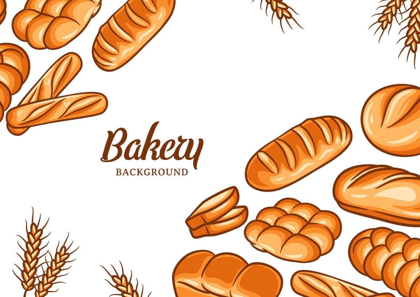 Fondo de panadería con ilustración de vector de pan colorido