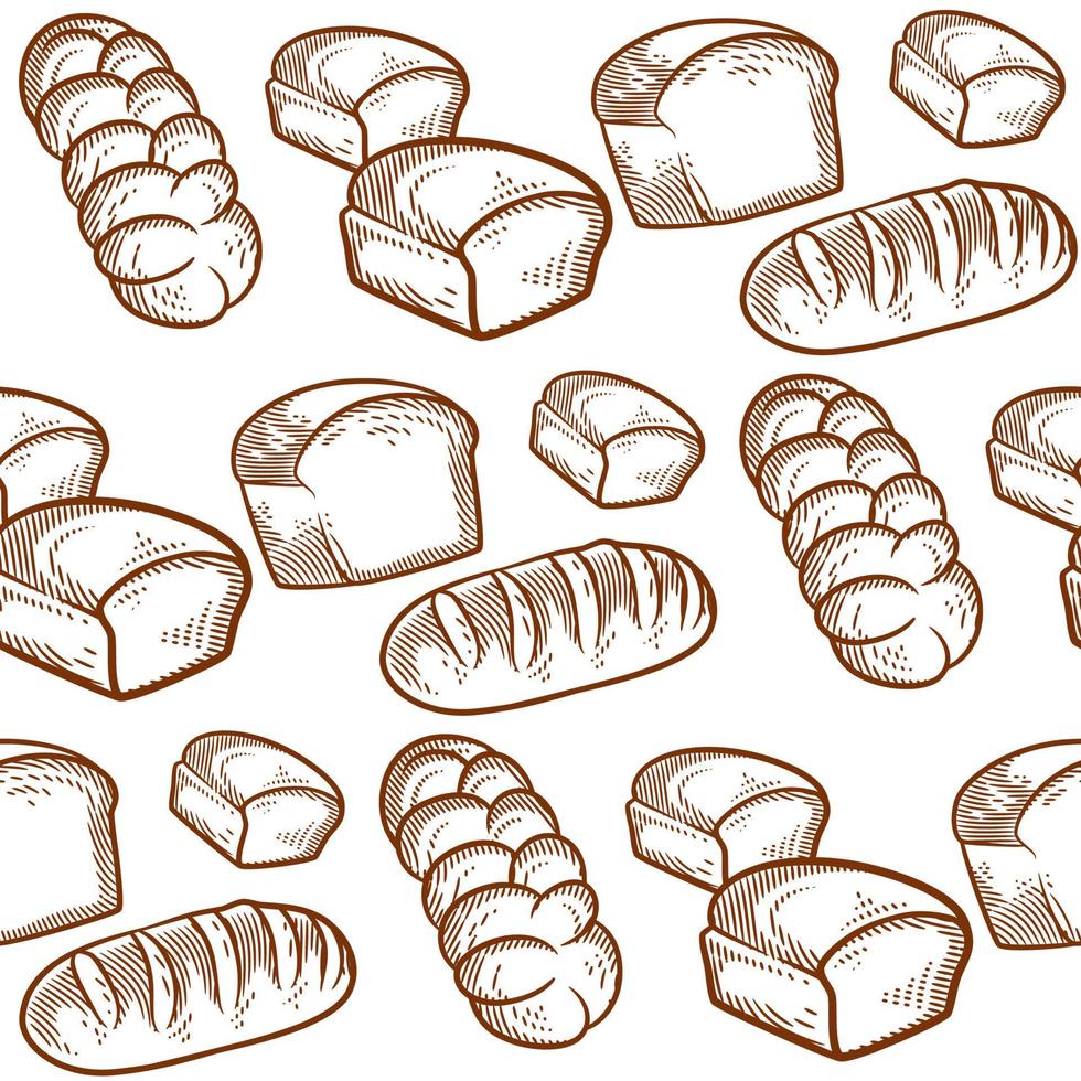 Bread and bakery seamless pattern vector