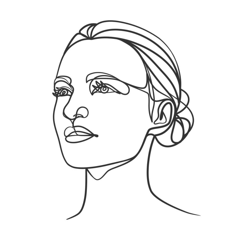 dibujo de línea continua de la cara de la mujer. retrato de mujer de una línea vector