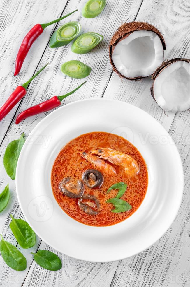 Portion of Tom Yum soup photo