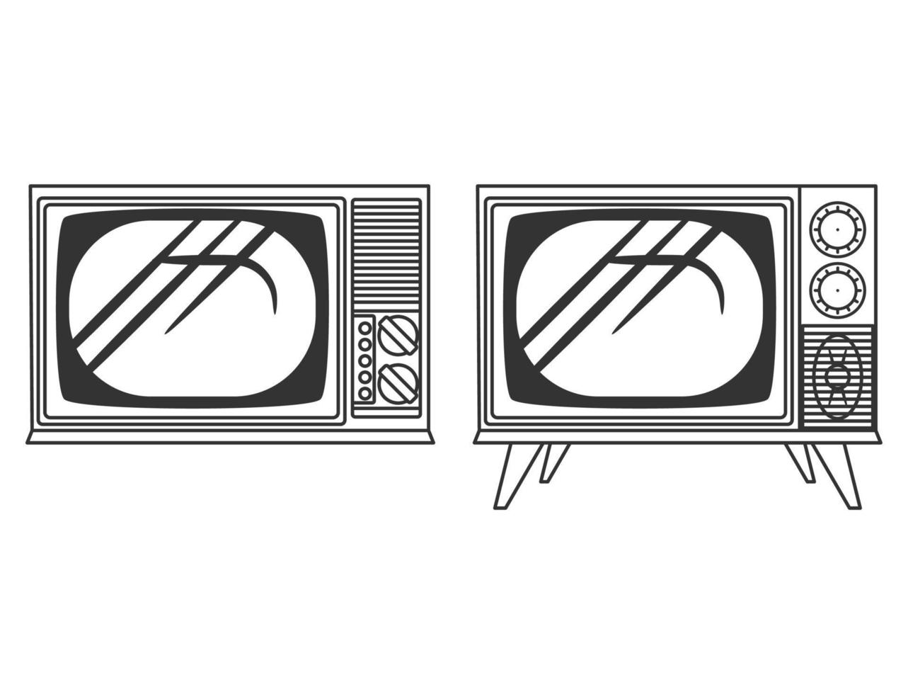 tv vintage lineart en blanco y negro vector