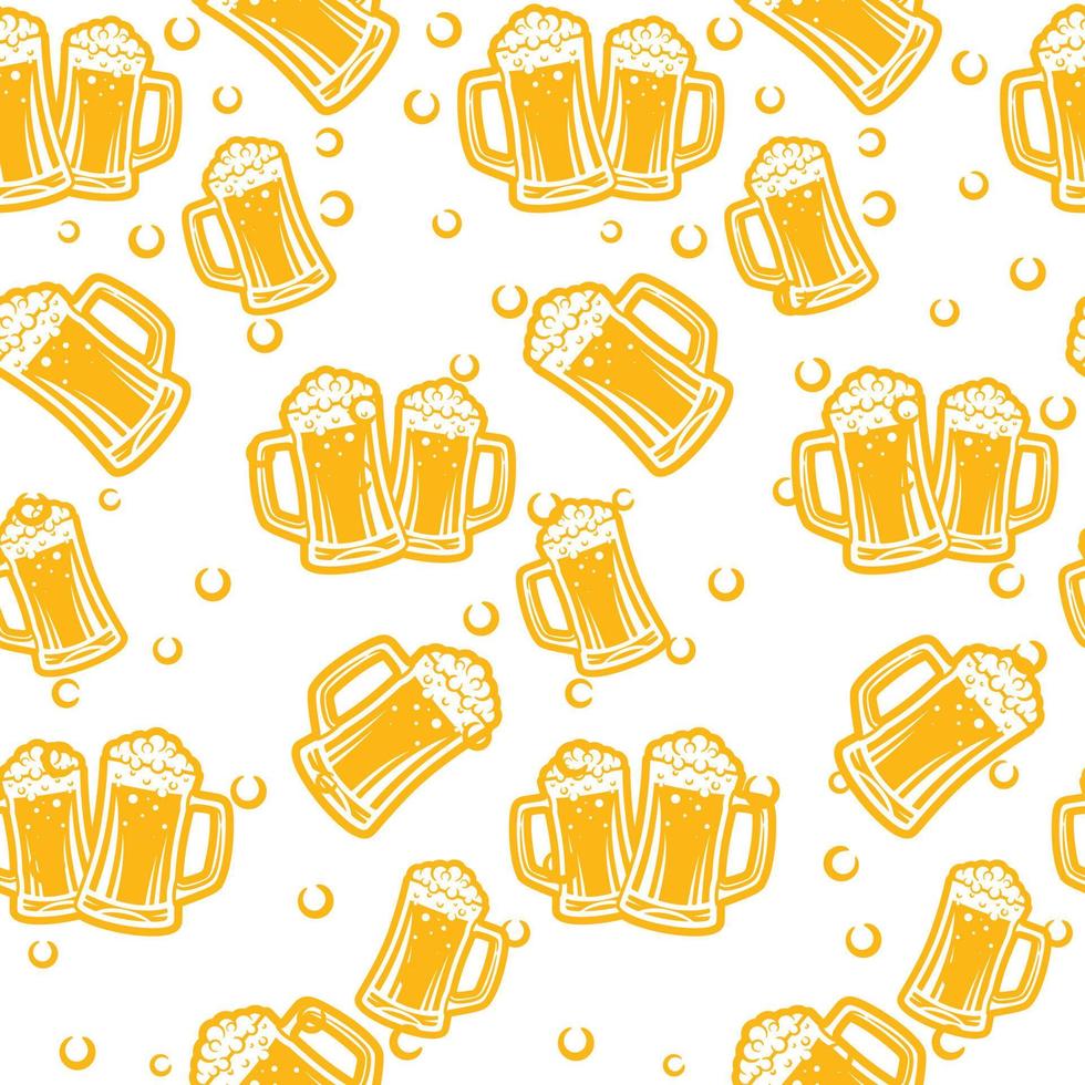 Glasses Beer Seamless Pattern vector