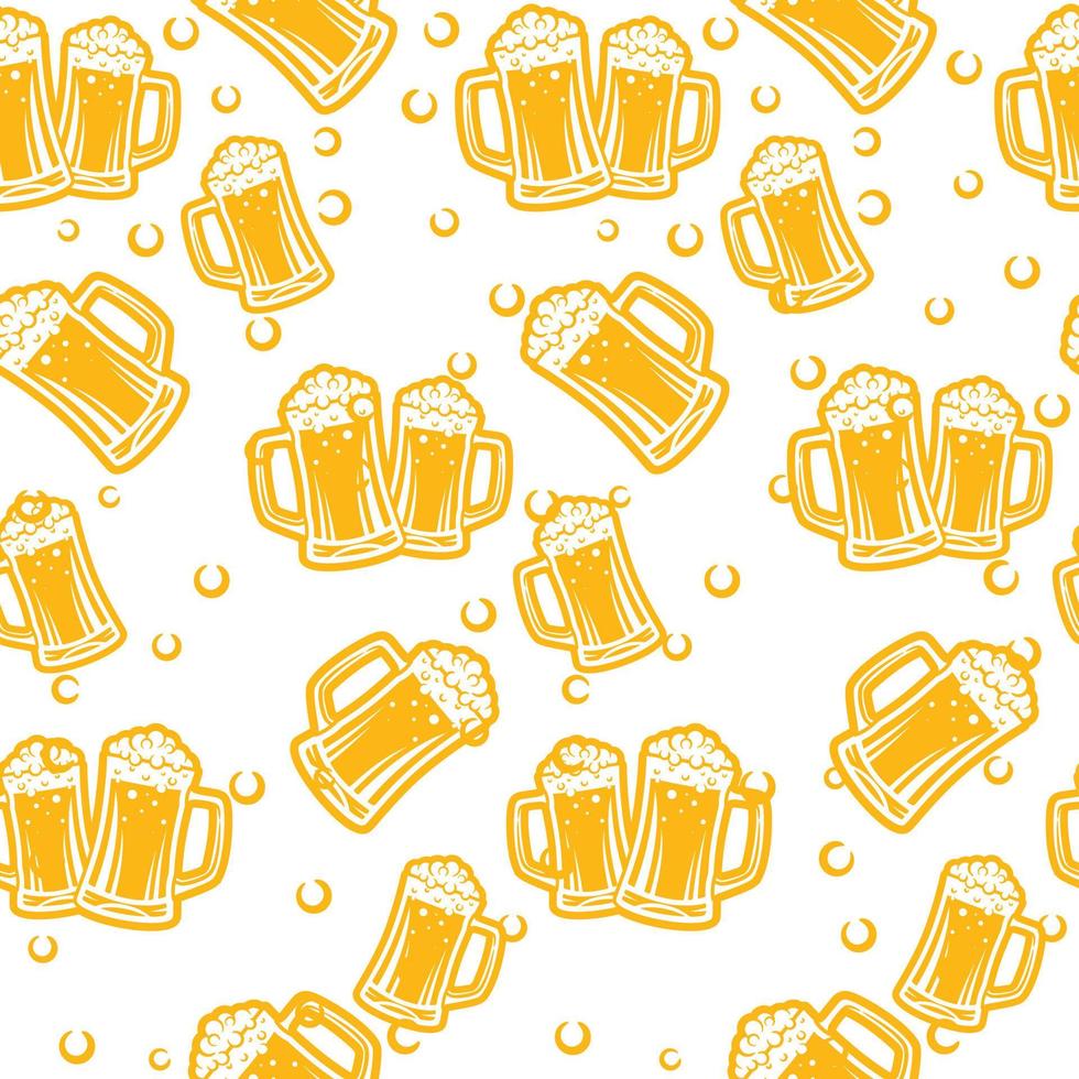 Glasses Beer Seamless Pattern vector