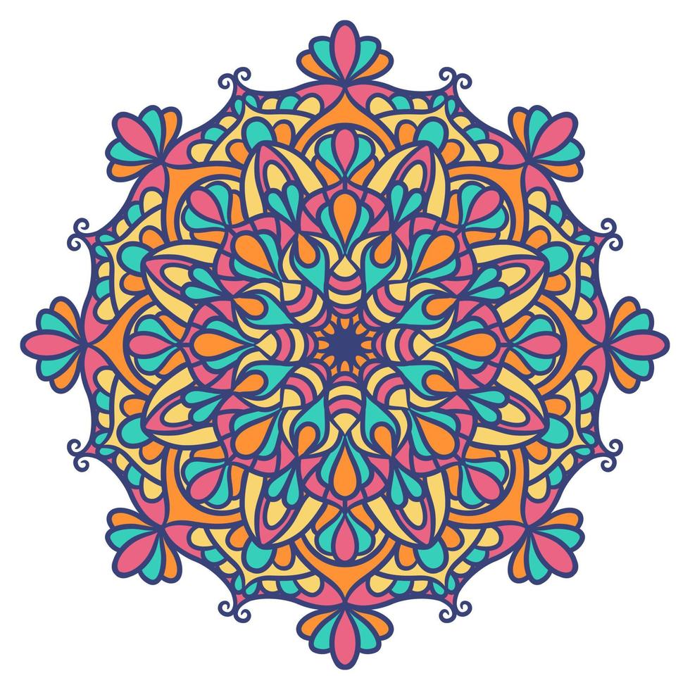 Ethnic Mandala Round Ornament Pattern With Colorful vector