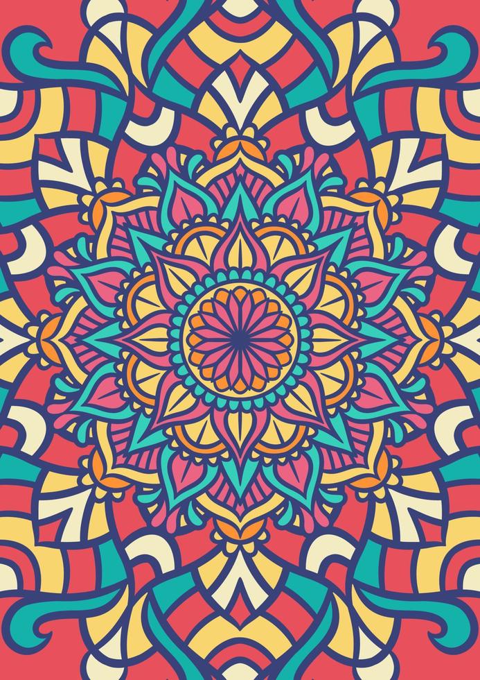 Ethnic Mandala Round Ornament Pattern With Colorful vector