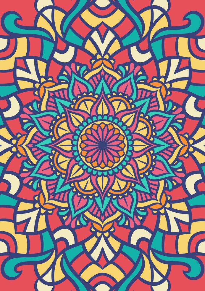 Ethnic Mandala Round Ornament Pattern With Colorful vector