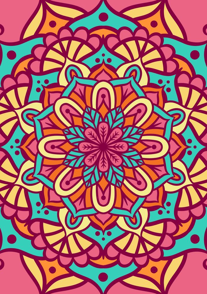 Ethnic Mandala Round Ornament Pattern With Colorful vector