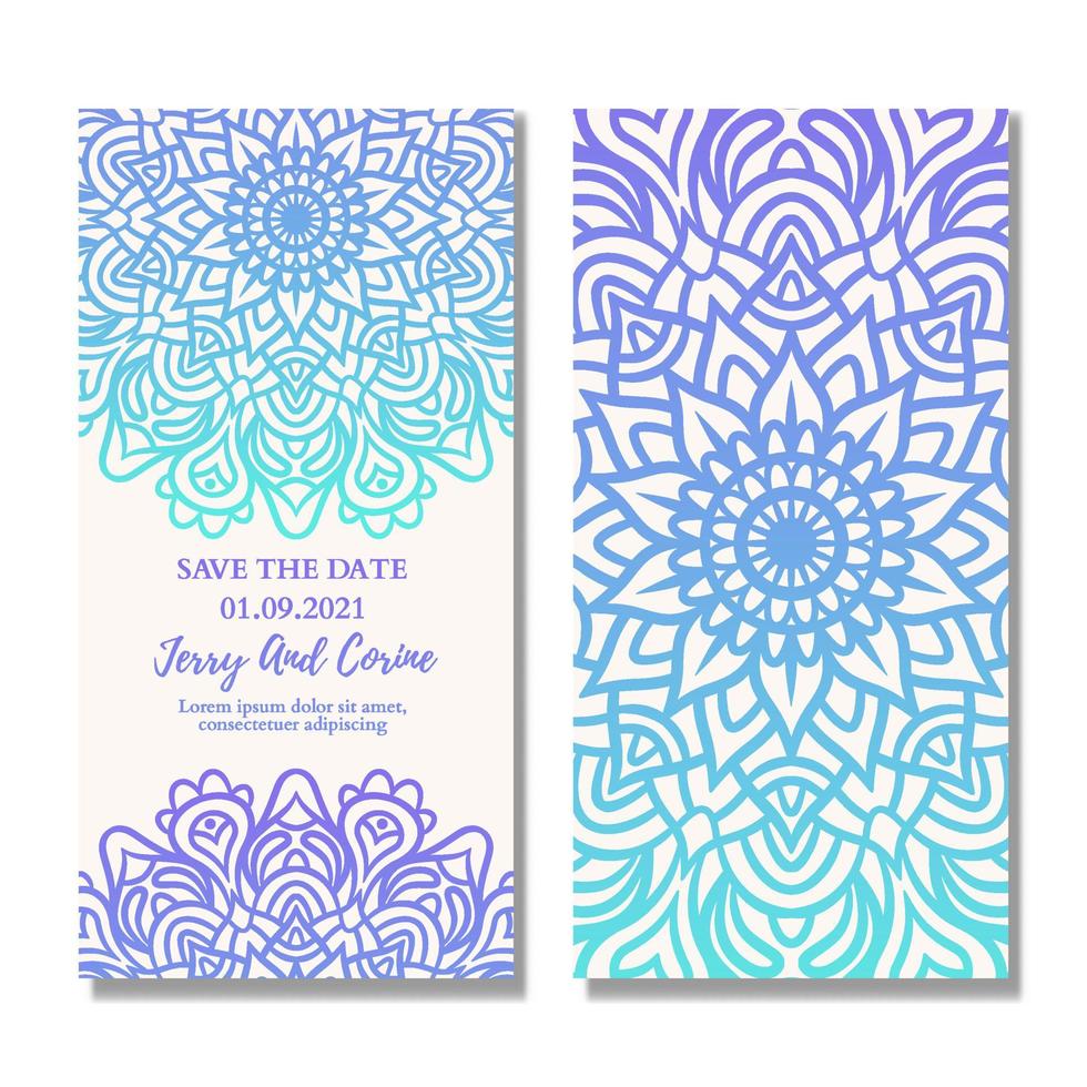 Vintage wedding invitation card with mandala gradient design vector