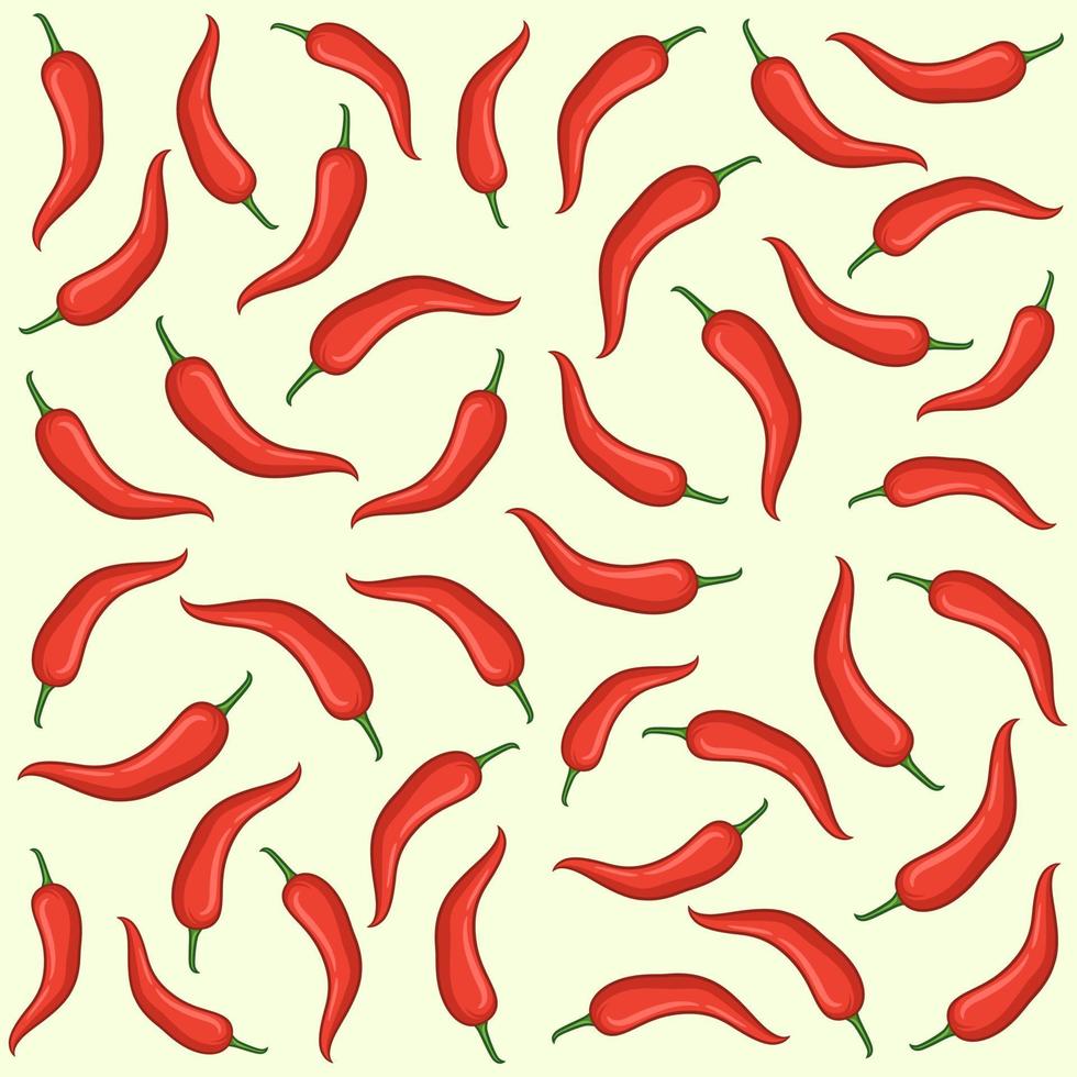 Red chili hand drawn vector seamless pattern