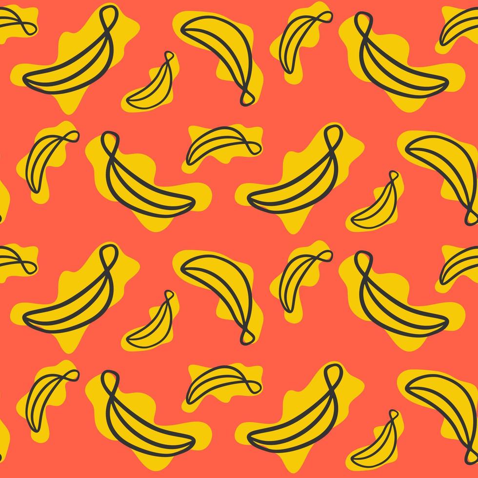 vector de fruta de plátano patrón sin costuras, brillante y jugoso patrón sin costuras
