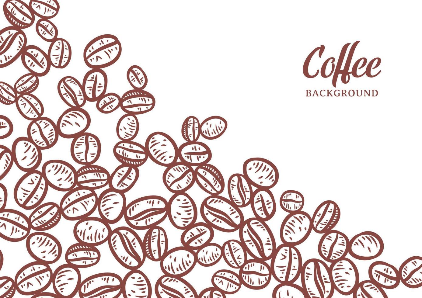 Hand drawn background with coffee beans vector