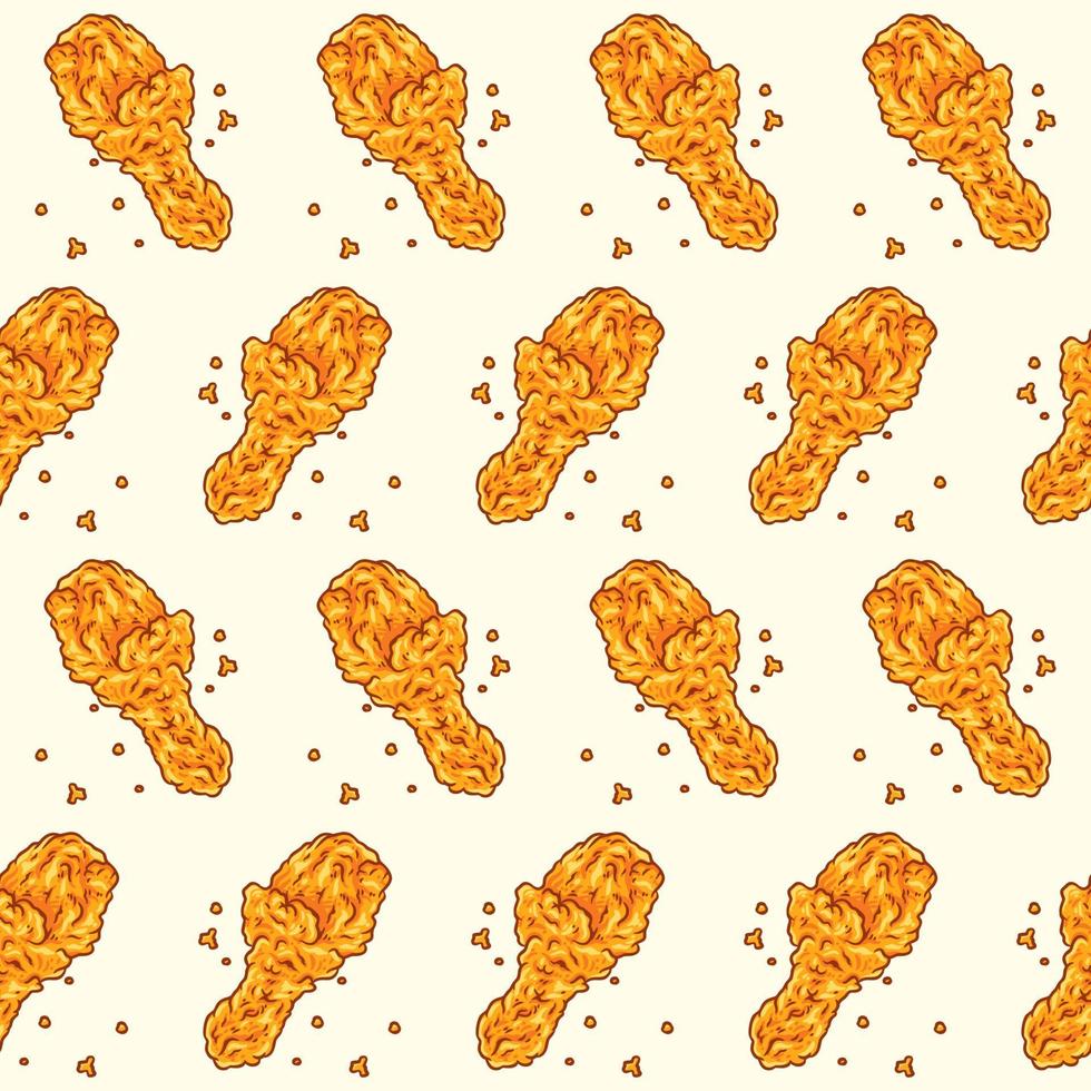 Crispy fried chicken seamless pattern vector