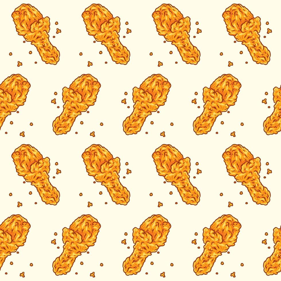 Crispy fried chicken seamless pattern vector