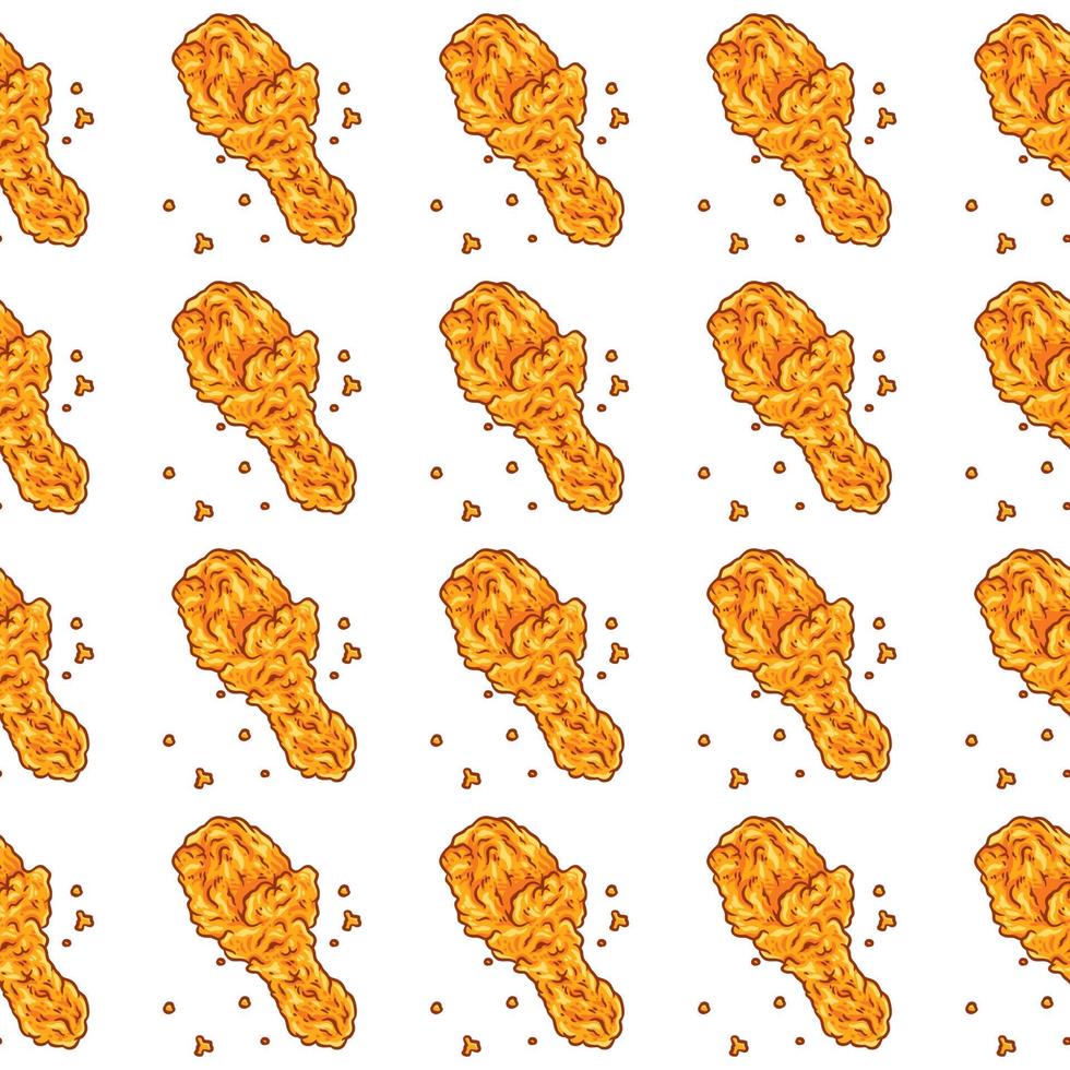 Crispy fried chicken seamless pattern vector