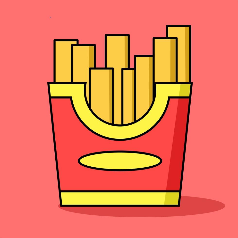 French fries vector with outline
