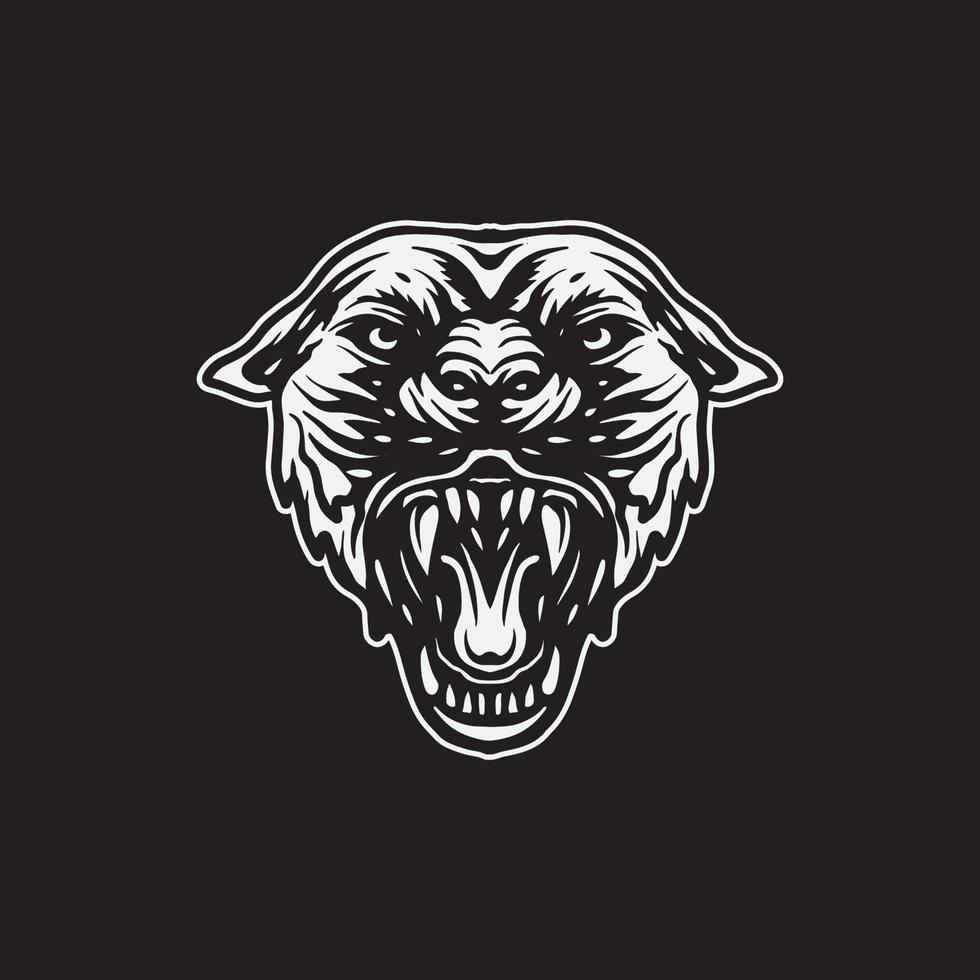Wild panther face drawing illustration. vector