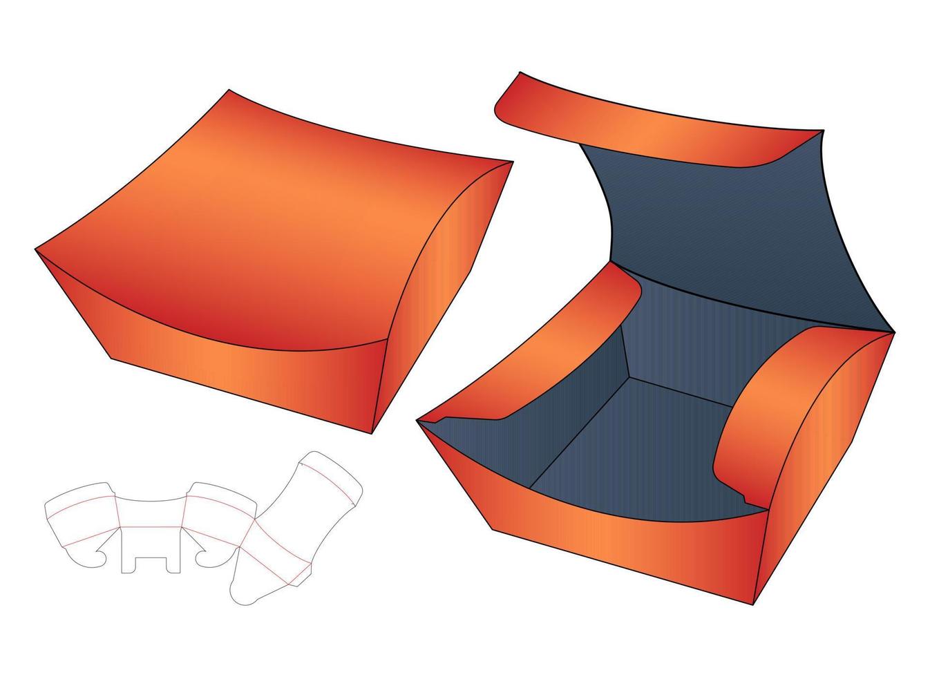 diseño de plantilla troquelada de embalaje de caja. Maqueta 3d vector