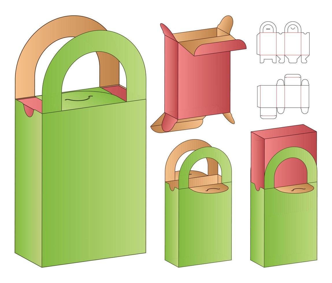 diseño de plantilla troquelada de embalaje de caja. Maqueta 3d vector