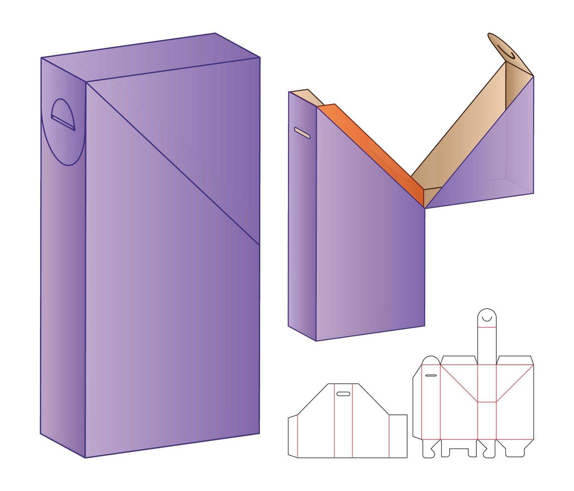 diseño de plantilla troquelada de embalaje de caja. Maqueta 3d vector