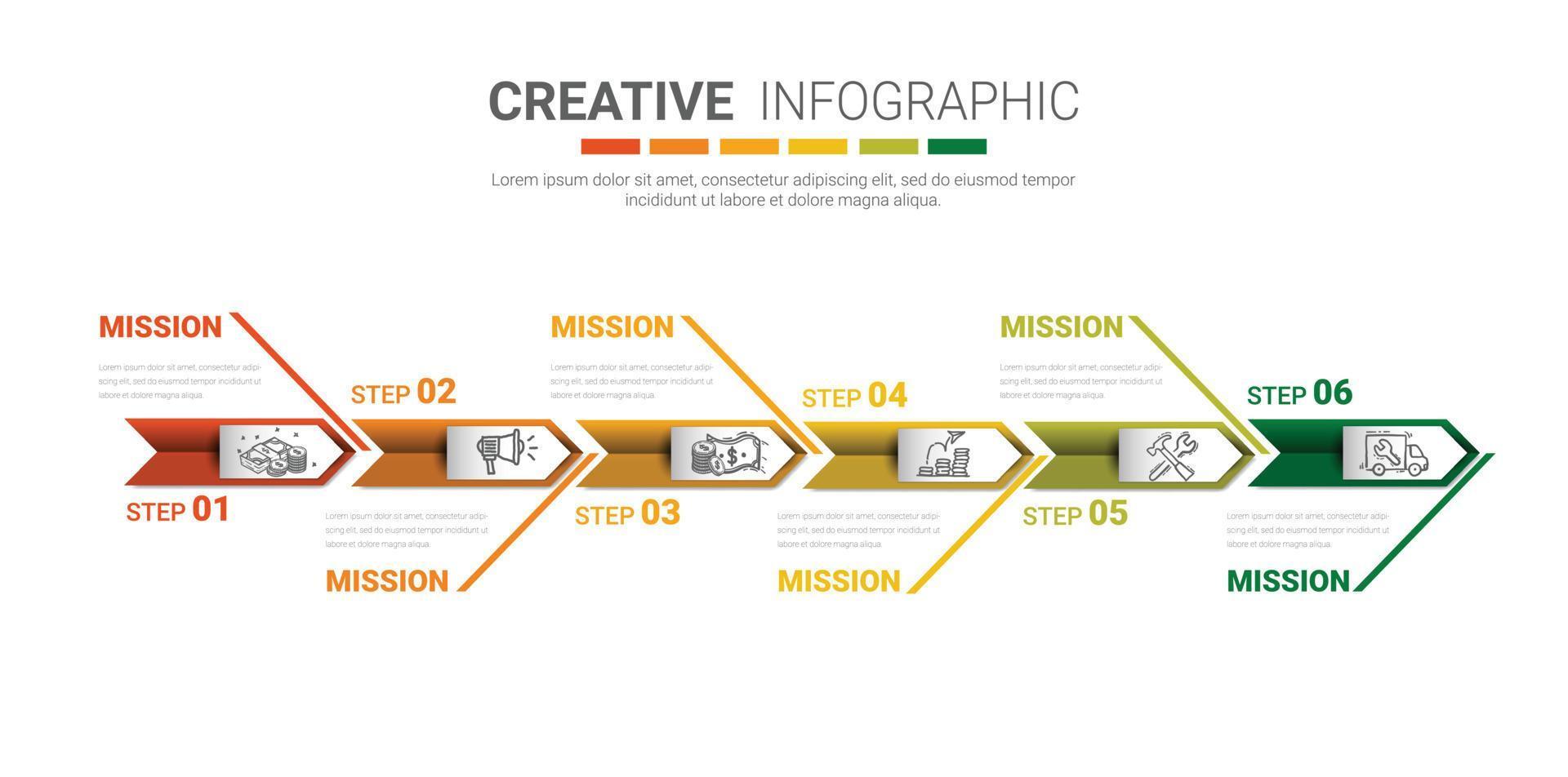 Infographic template with numbers 6 option vector