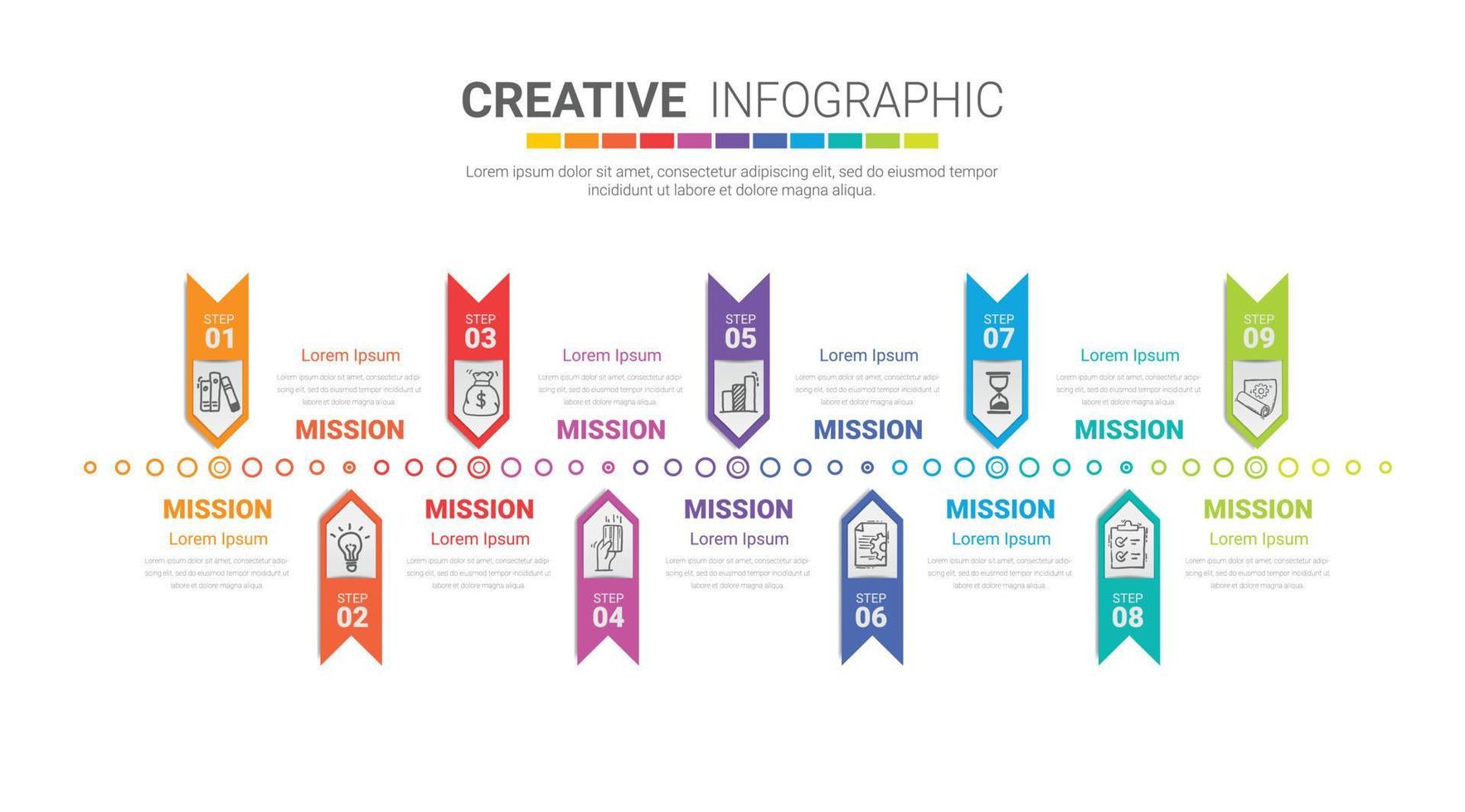 Infographic 9 options vector