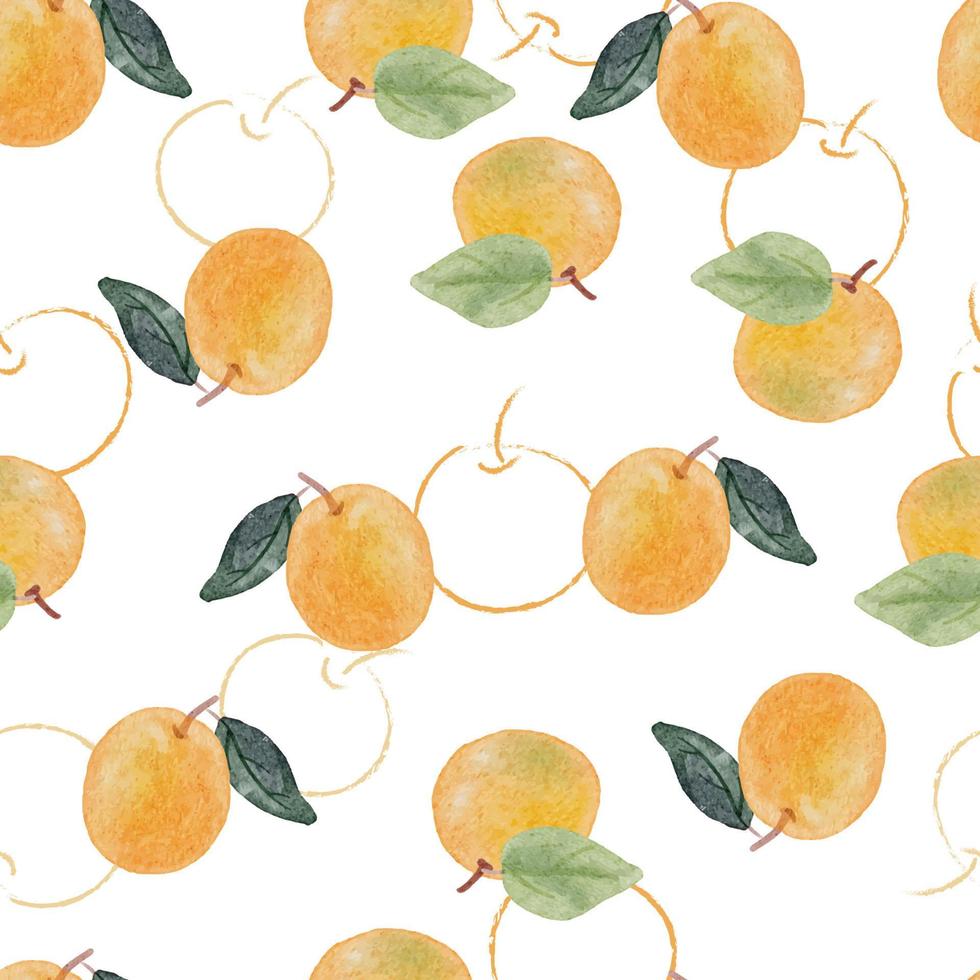 watercolor orange fruit seamless pattern vector