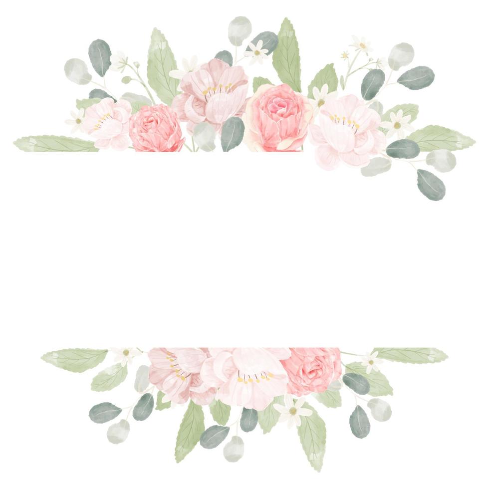 pink pastel watercolor rose flower bouquet arrangement banner background vector