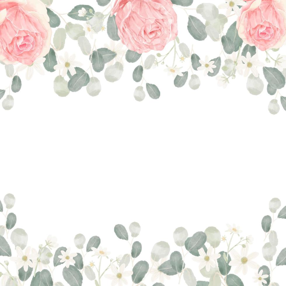 pink pastel watercolor rose flower bouquet arrangement square banner background 6045412 Vector
