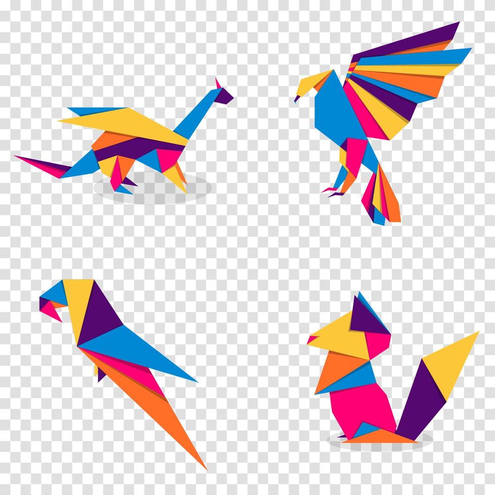 colección de origami de animales. vector de origami animal. diseño de logotipo de animales abstractos. papiroflexia de animales ilustración vectorial