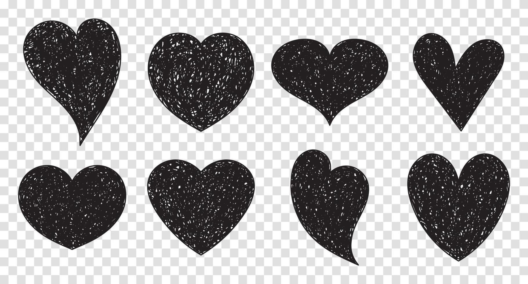 conjunto de símbolos en forma de corazón de garabato. colección de diferentes corazones románticos dibujados a mano para pegatina, etiqueta, logo de amor. ilustración vectorial vector