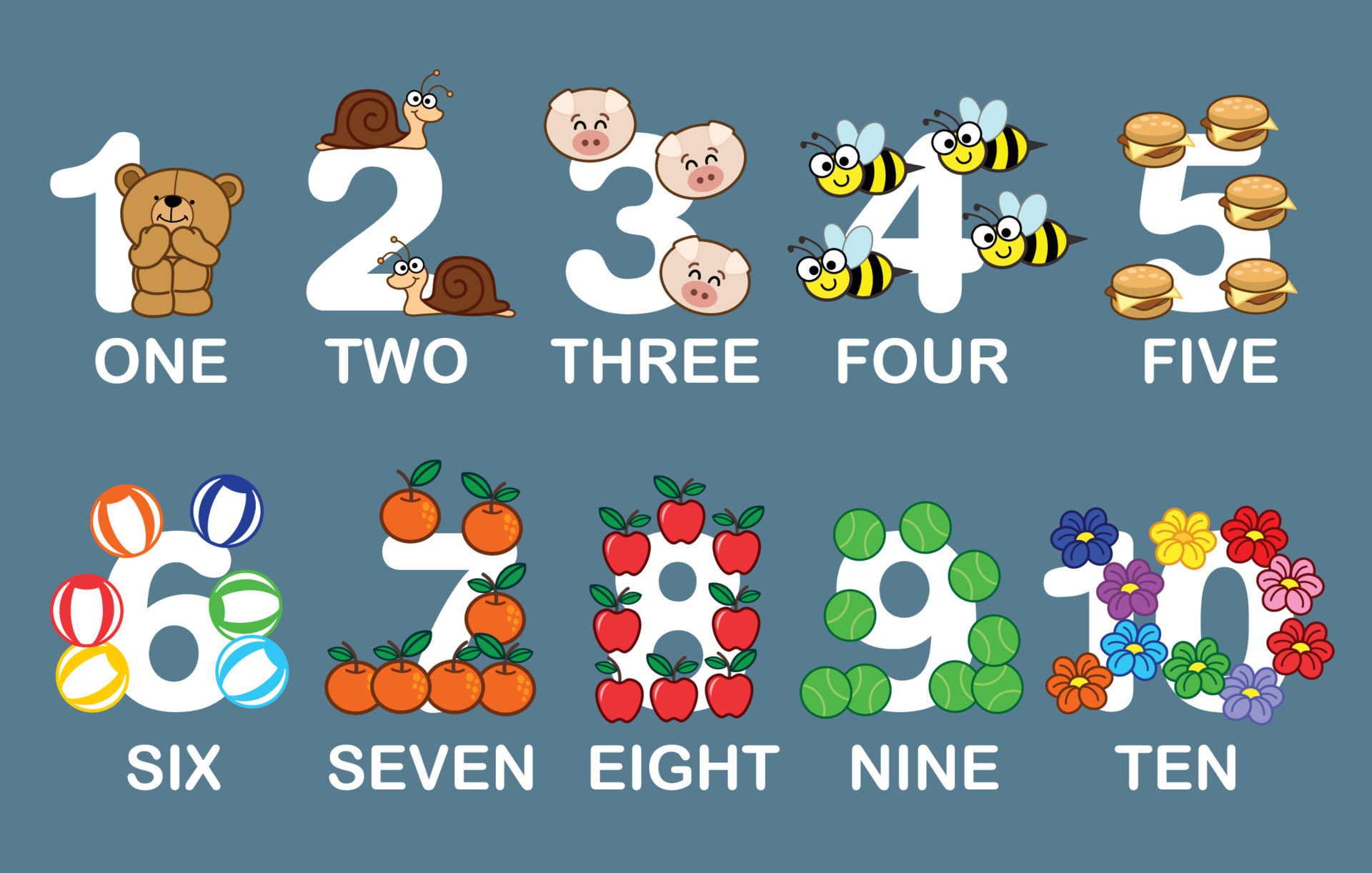 Flashcards Printable Counting Numbers 1 10 For Kids Toddlers Learning 