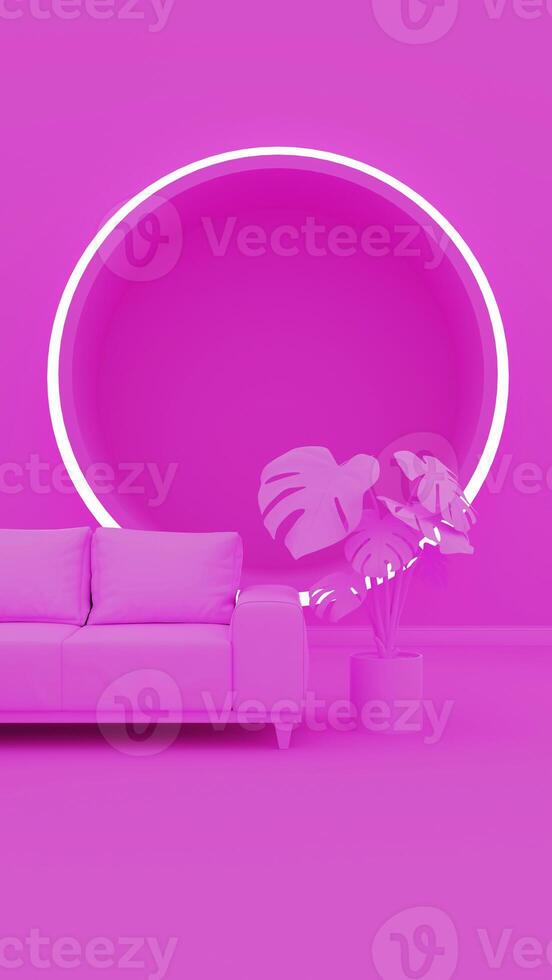 abstract background of pink room with sofa, 3D rendering photo
