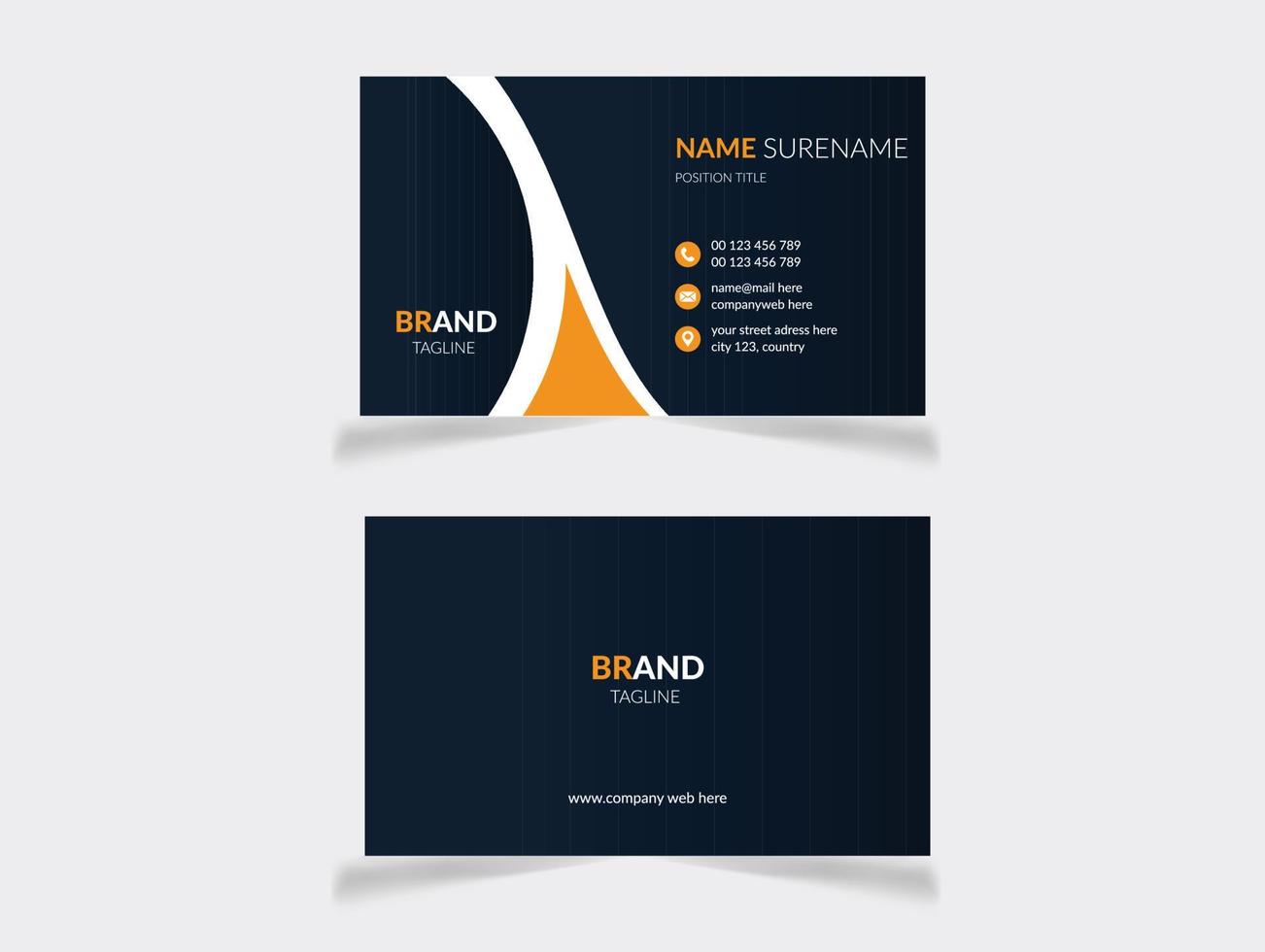 Elegant blue and orange business card design vector