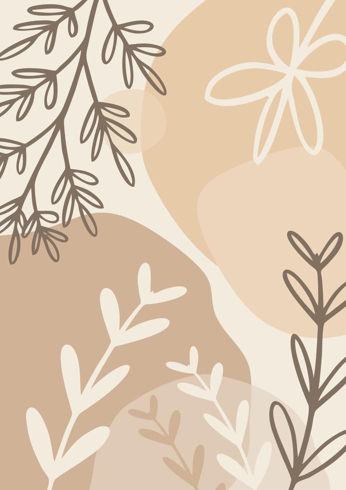 Organic Abstract Minimalist Pastel Background With Leaves vector