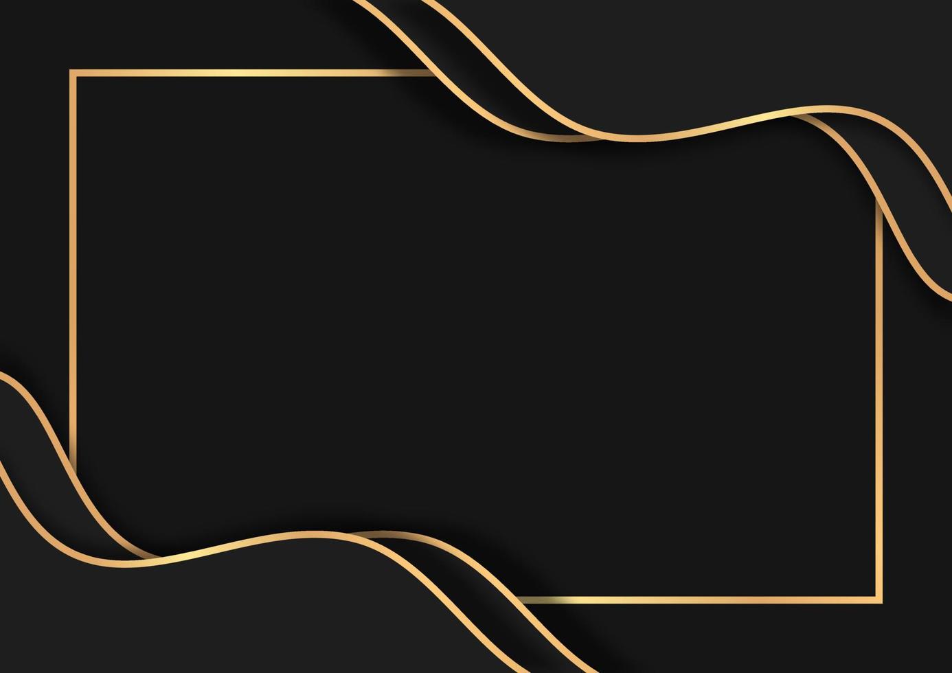 Luxury dark abstract background with golden lines vector