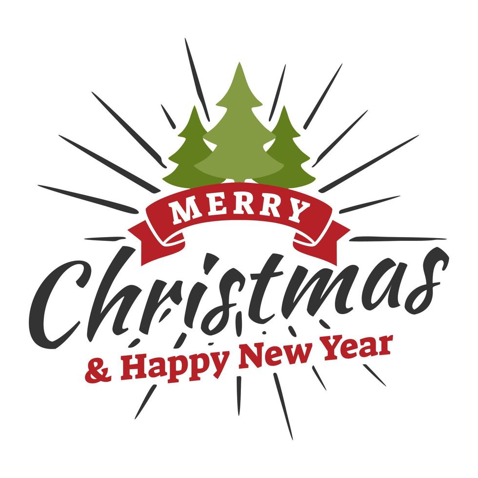 Merry christmas and happy new year lettering background vector