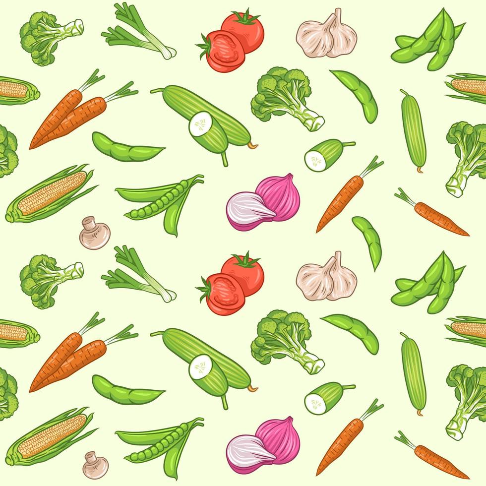 Seamless pattern with fresh vegetables vector