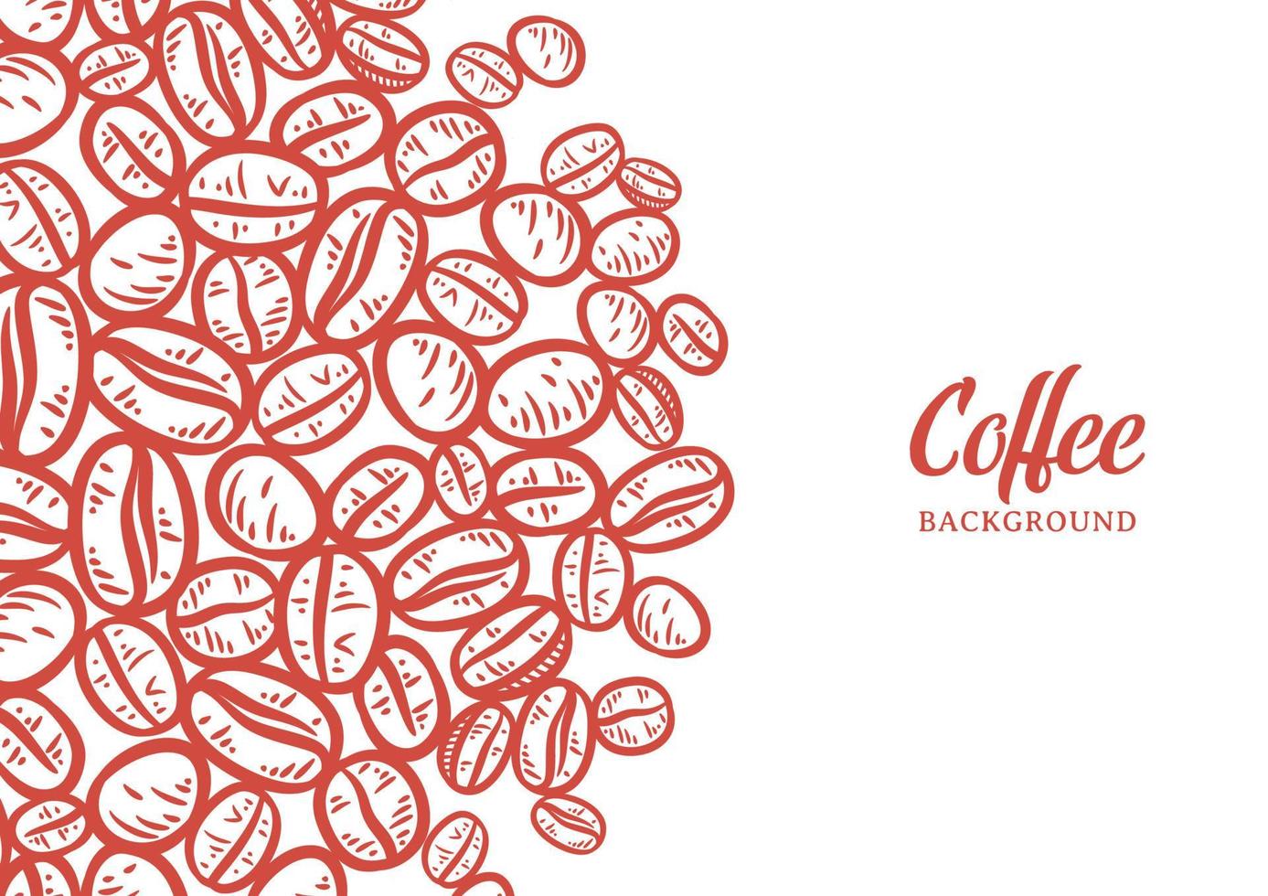 Hand drawn background with coffee beans vector