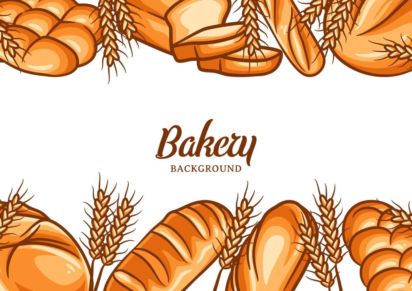 Bakery background with colorful bread vector illustration